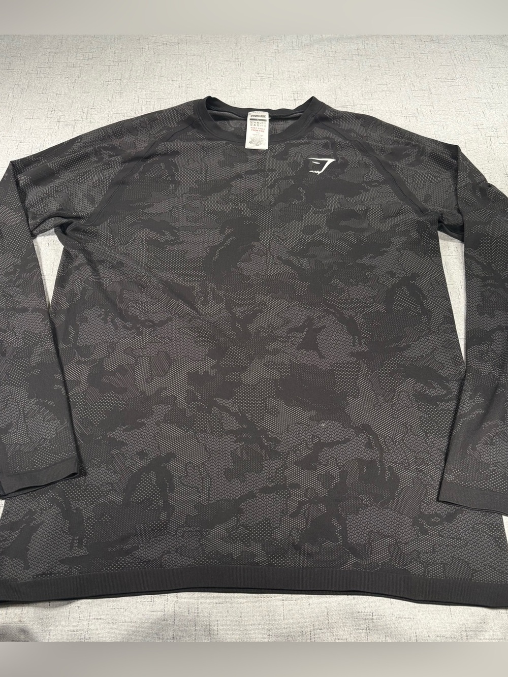 Gymshark Geo Seamless Camo Long Sleeve T-Shirt Black Charcoal Gray